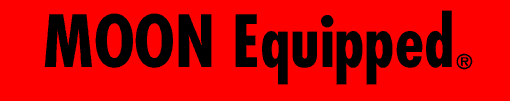 MOON Equipped logo text red